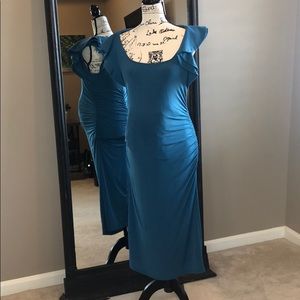 Maternity A Pea in the Pod Blue/Teal Ruched Dress